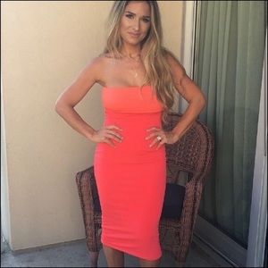 Kittenish Bodycon Coral Dress